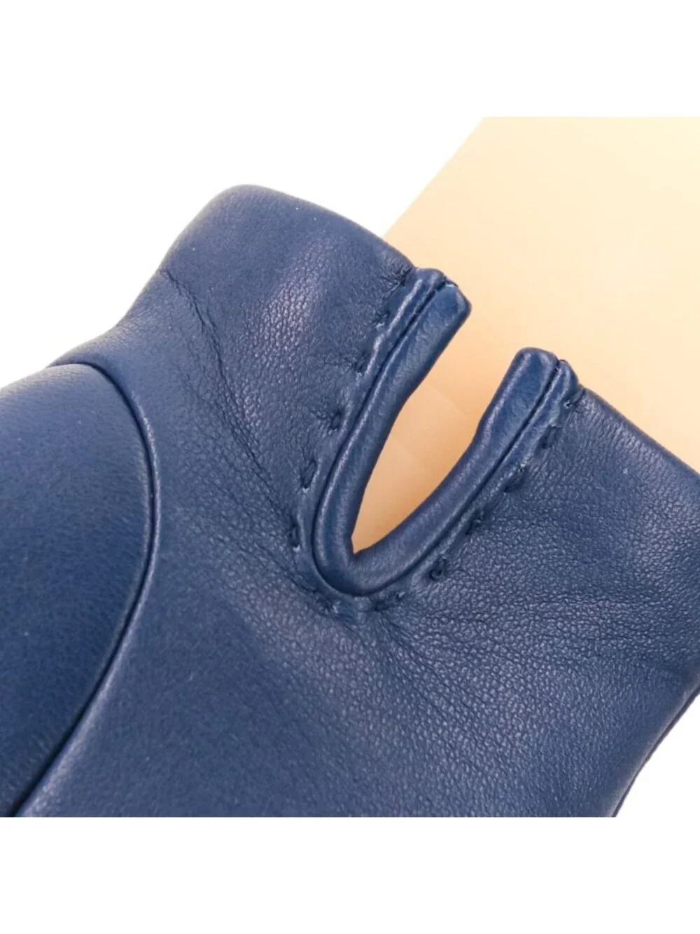 Hermes Chaine D'ancre Stitch Leather Gloves 7 Navy